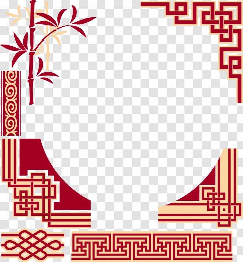 China Chinese Cuisine Picture Frame Pattern - Symbol - Classic Border Vector Wireframe Transparent PNG
