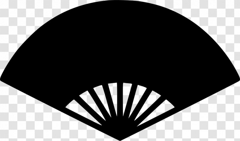 Black Hand Fan Silhouette White Line Transparent PNG