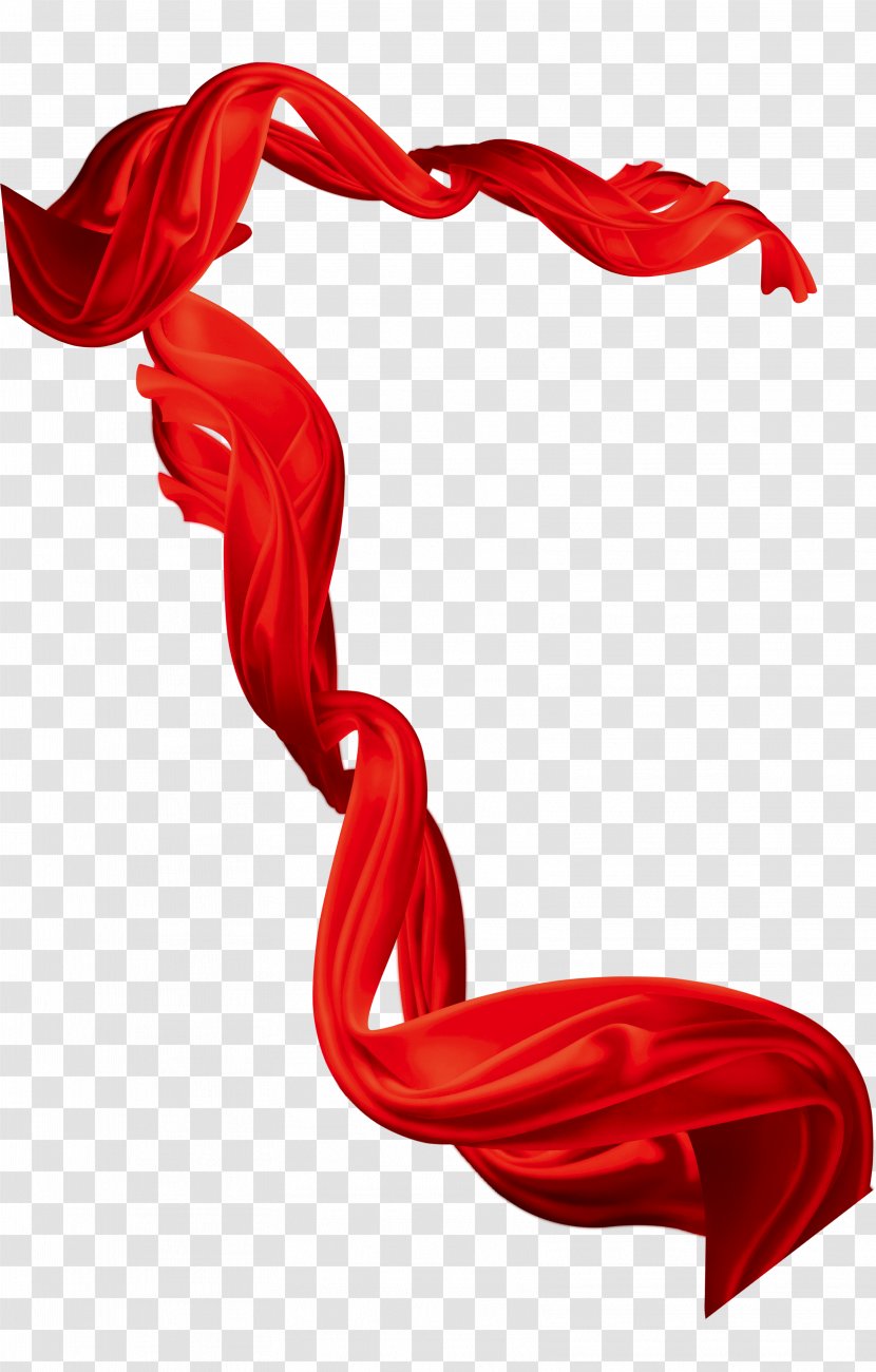 Red Download Ribbon - Silhouette - Silk Transparent PNG