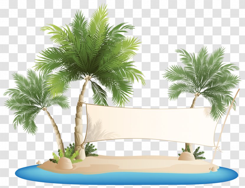 Palm Islands Beach Clip Art - Plant - Pull The Banner Of Coconut Tree Vector Transparent PNG