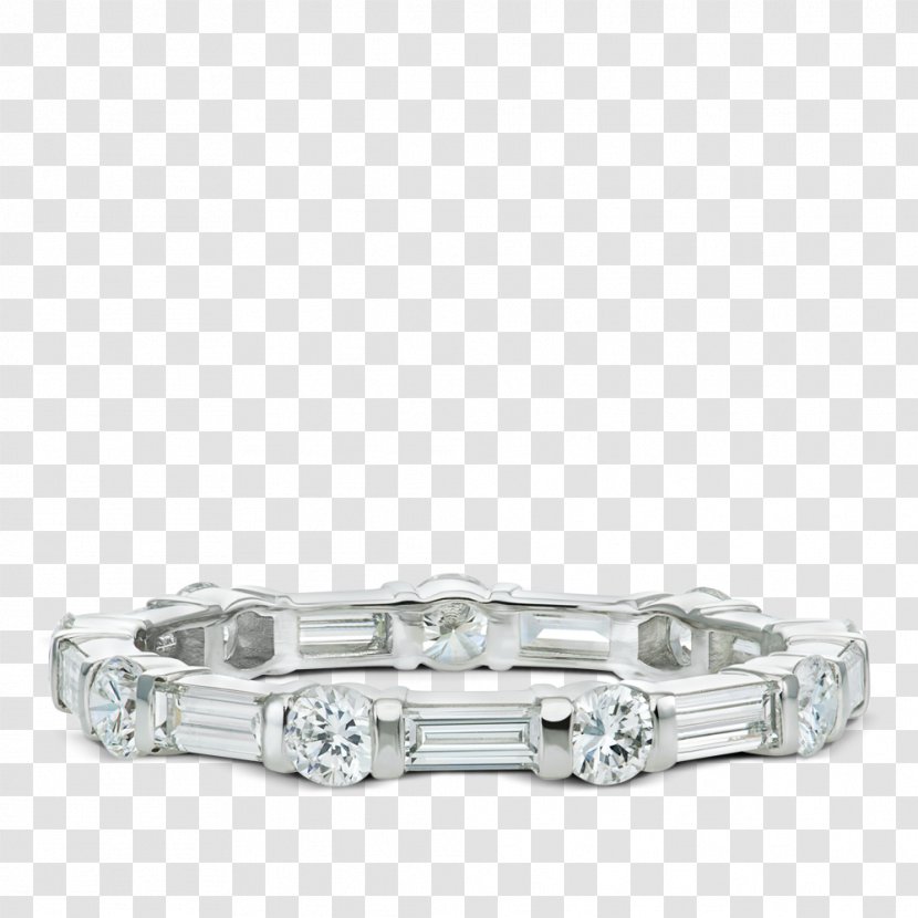 Wedding Ring Baguette Eternity Diamond - Silver - Curve Transparent PNG