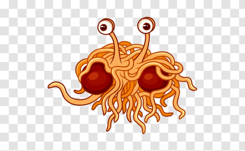 Pastafarianism Sticker Telegram Flying Spaghetti Monster VKontakte - Orange Transparent PNG