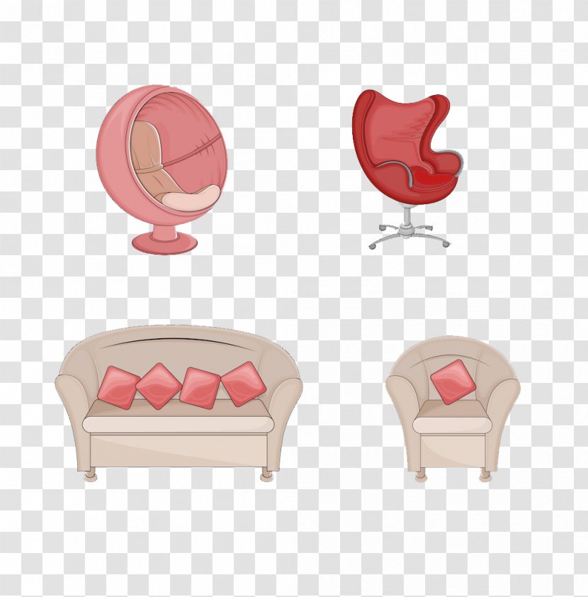Table Chair Heart Pattern - Sofa And Design Transparent PNG
