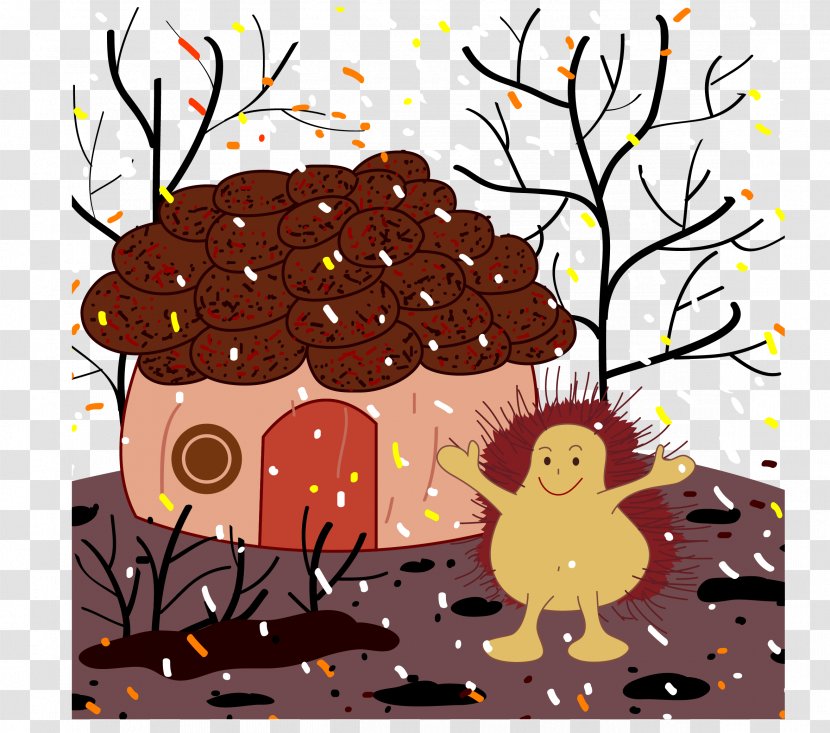 Hedgehog Cartoon Illustration - Chocolate Cake - Color Home Snow Transparent PNG