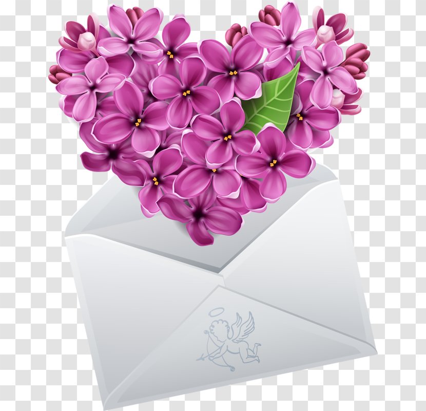 Common Lilac Heart Flower Clip Art - Petal - Envelope Flowers Transparent PNG