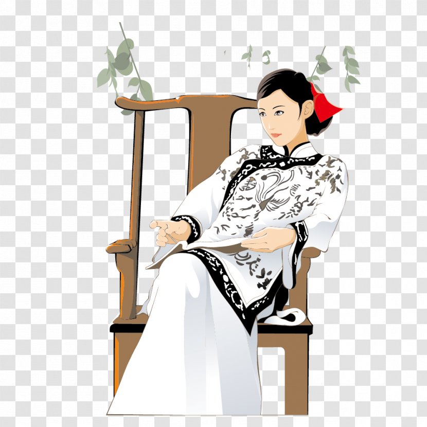 Designer Illustration - Art - Vintage Clothing Sitting Republican Women Transparent PNG