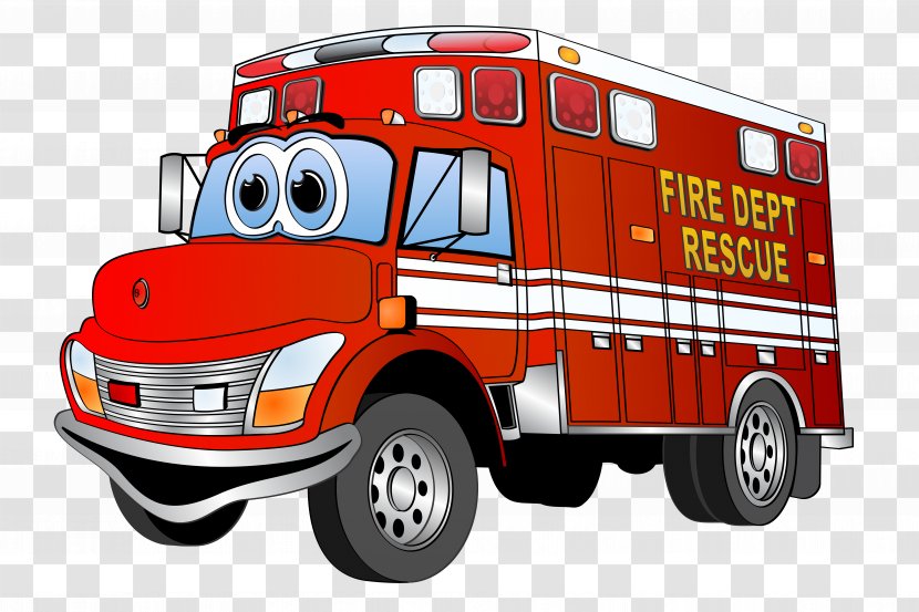 Fire Engine Cartoon Truck Clip Art - Motor Vehicle - Firetrucks Cliparts Transparent PNG
