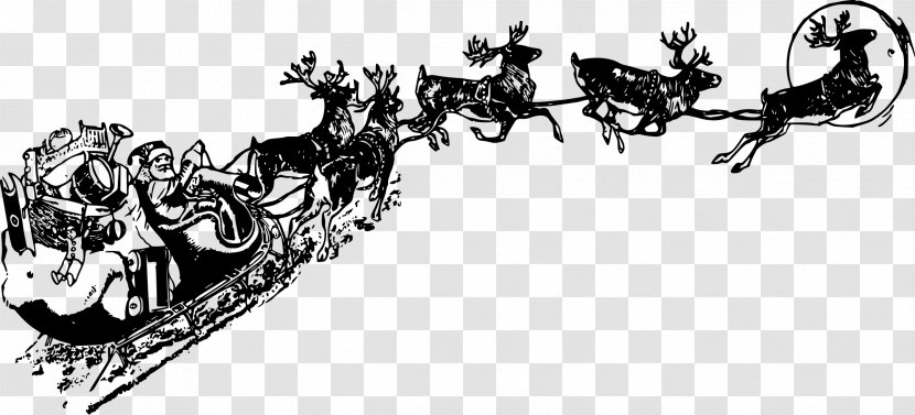 Santa Claus Reindeer Sled Christmas Clip Art - Tree - Sleigh Transparent PNG