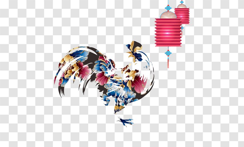 Chinese New Year Years Day Zodiac Poster - Color Chicken Red Lanterns Transparent PNG