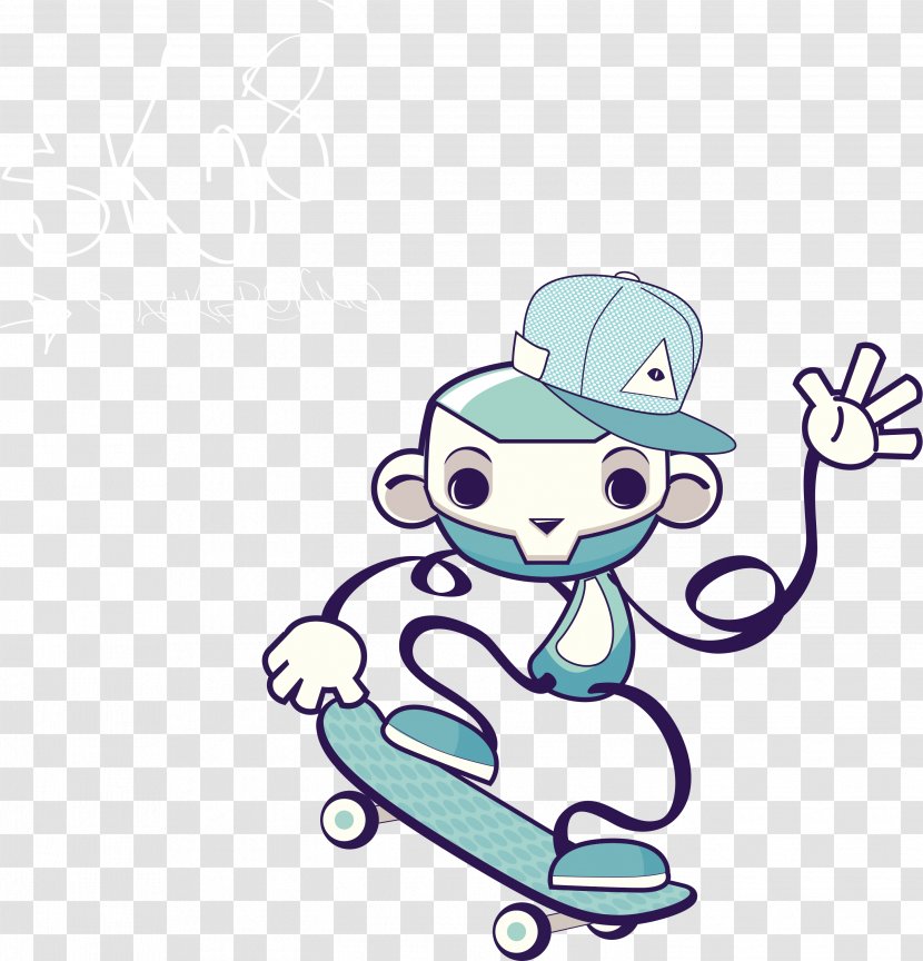 Skateboarding Drawing - Flower - Vector Hand-drawn Cartoon Character Skateboard Transparent PNG