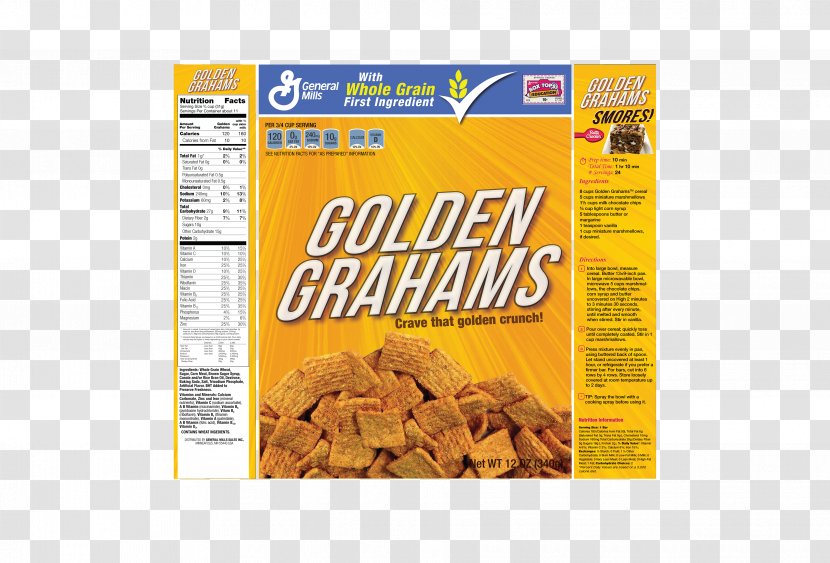 Corn Flakes Breakfast Cereal General Mills Golden Grahams Nutrition Facts Label - Snack - Box Transparent PNG