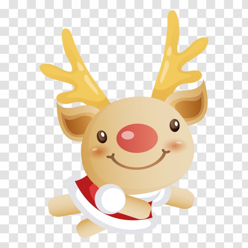 Santa Claus Reindeer Clip Art Rudolph - Cartoon - Adorable Christmas Transparent PNG