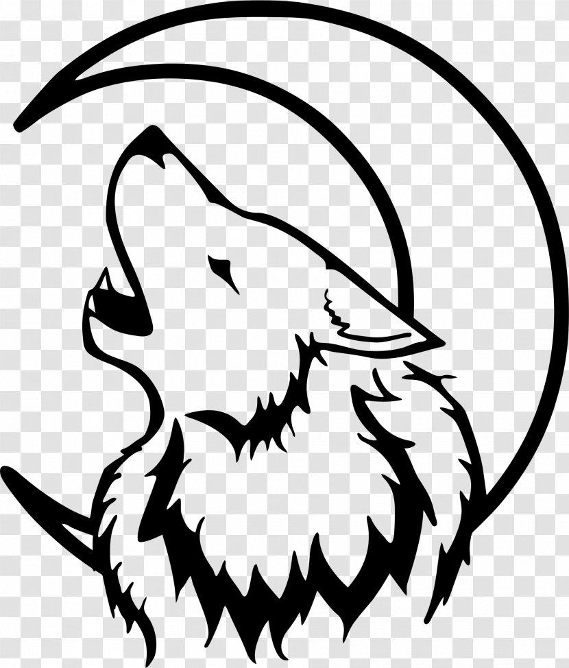 Gray Wolf Drawing Lunar Phase Clip Art - Black And White Transparent PNG