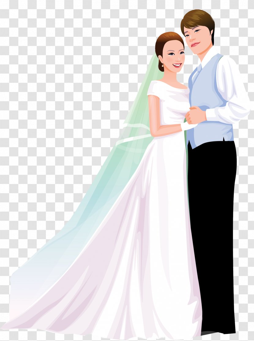 Marriage Wedding Cartoon Significant Other - Watercolor - Married Couple Transparent PNG