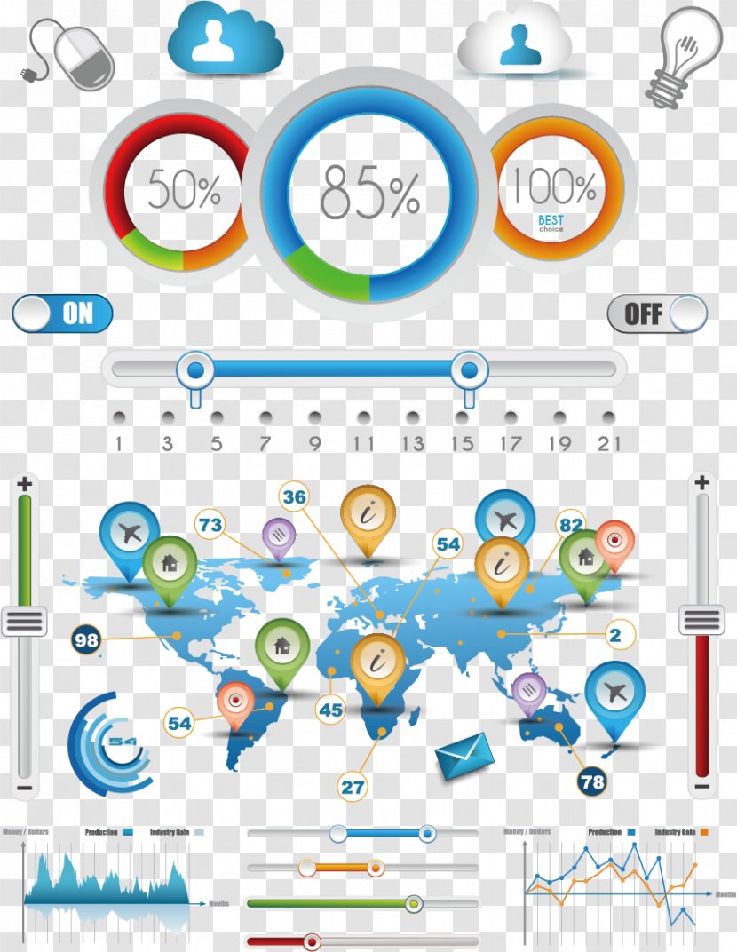 Infographic Element Illustration - Diagram - Vector UI Buttons Transparent PNG