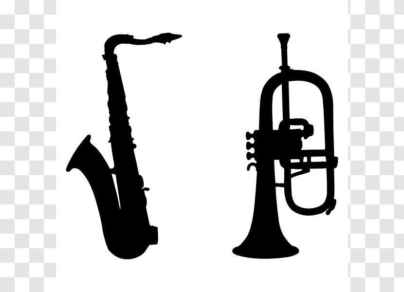 Mellophone Saxophone Silhouette Trumpet Clip Art - Flower - Jazz Cliparts Transparent PNG