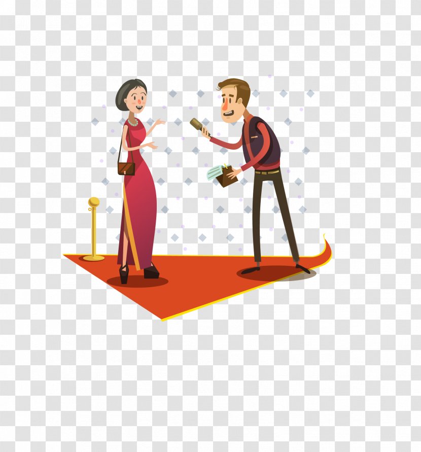 Journalist Photography Clip Art - Human Behavior - Vector Red Carpet On The Men And Women Transparent PNG