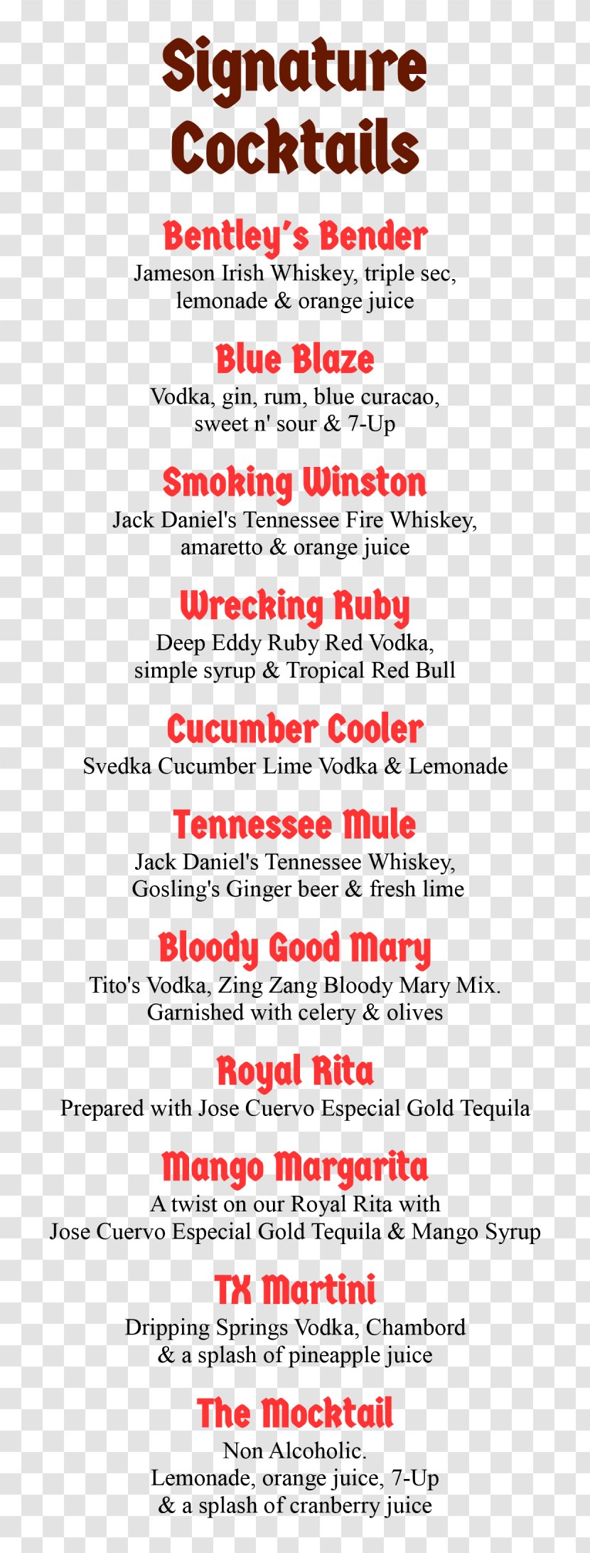 J.R. Bentley’s Drink Restaurant Menu Happy Hour - Cocktail Transparent PNG