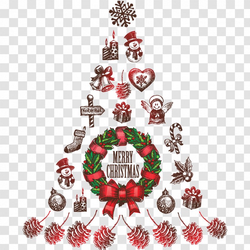 Christmas Tree Santa Claus Day Sticker Decoration - Pine Family Transparent PNG