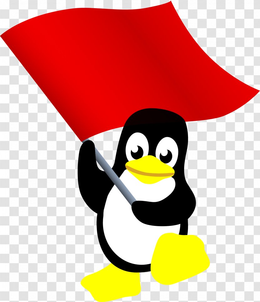 Tux Racer Penguin Red Flag Linux Transparent PNG