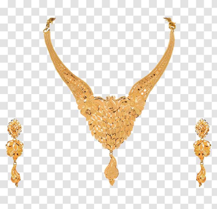 Necklace Earring Gold Jewellery Jewelry Design - Wedding Dress - Orra Transparent PNG