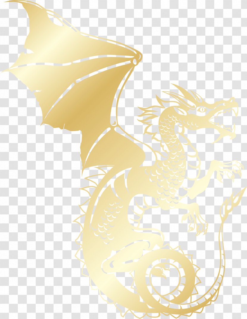 Download Clip Art - Wyvern - Golden Dragon Pattern Transparent PNG