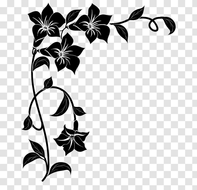 Leaf Black-and-white Stencil Plant Clip Art - Branch Flower Transparent PNG