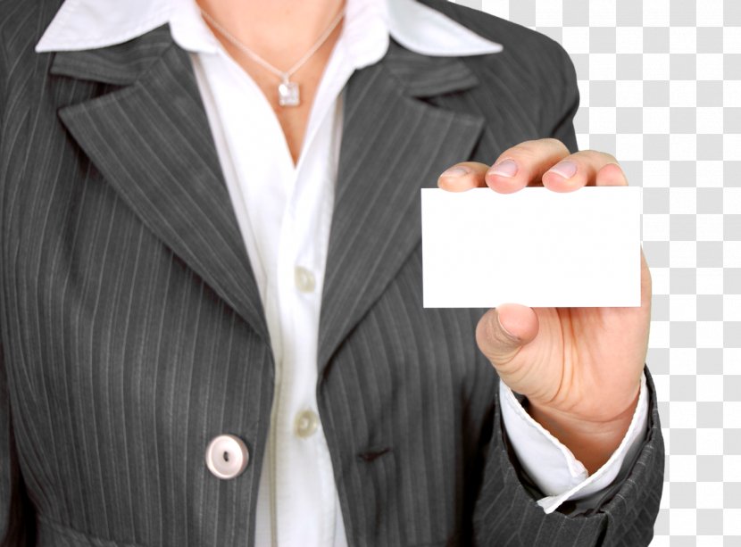 Business Card Marketing Industry Sales - Recruiter - Women Holding Transparent PNG