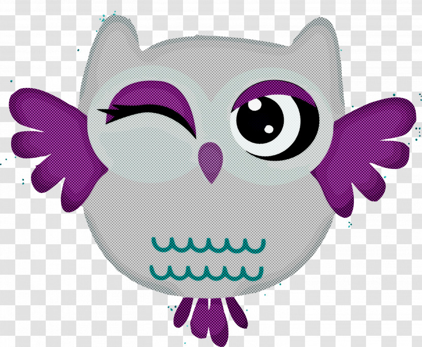 Owl Purple Cartoon Bird Of Prey Violet Transparent PNG