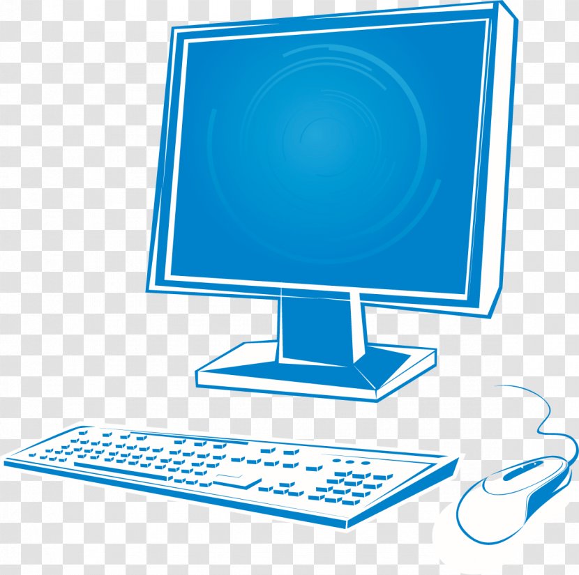 Computer Monitor Blue Icon - Desktop - Hand-painted Vector Transparent PNG