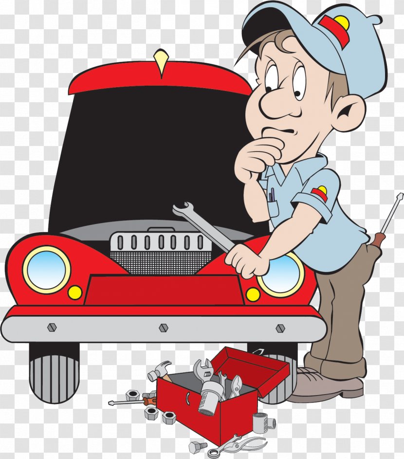 Cartoon Automobile Repair Shop Maintenance - Artwork - Vector Transparent PNG