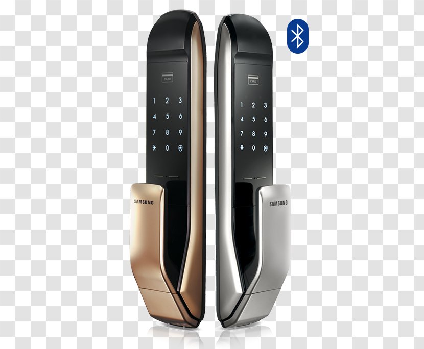 Electronic Lock Samsung Digital Door SHSP718 Fingerprint Push Pull Two Way Latch Group Smart - Smartthings - Bluetooth Sound System Transparent PNG