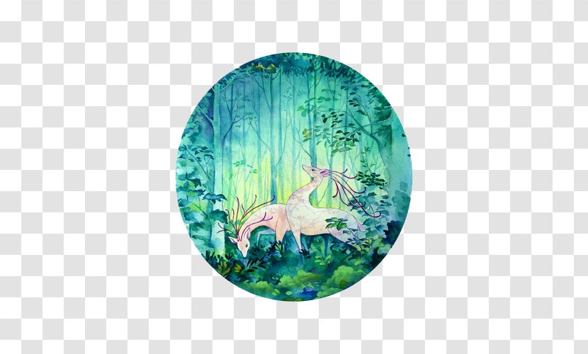 Watercolor Painting - Organism - Deer Forest Transparent PNG