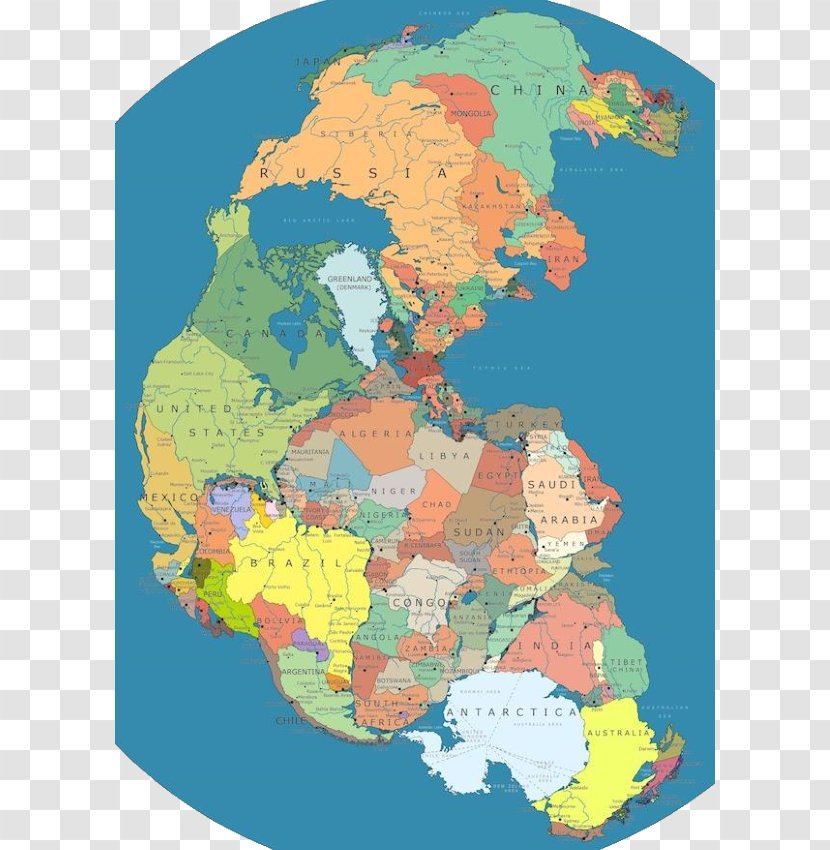 Pangaea Supercontinent Map Laurasia Panthalassa - Country - Earth Puzzle Transparent PNG