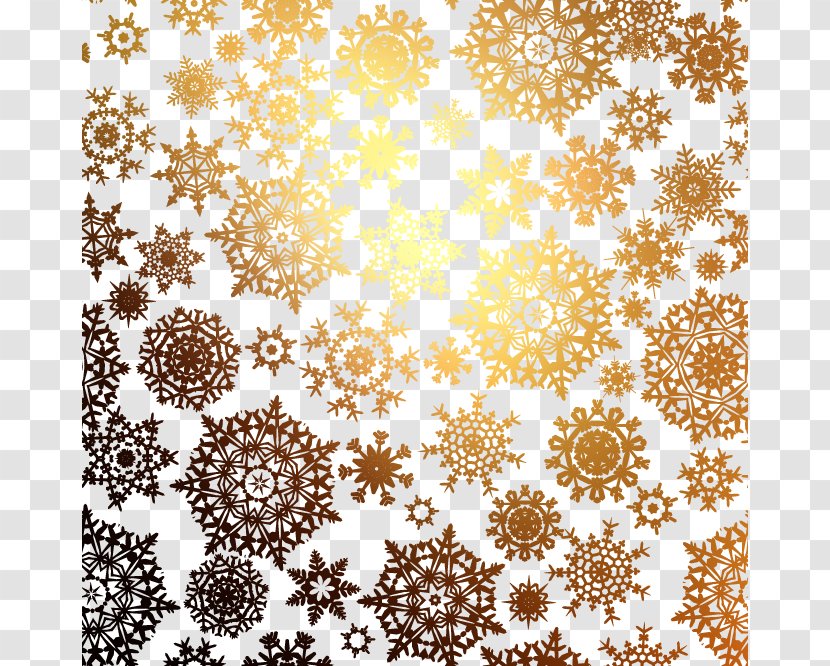 Snowflake Christmas Pattern - Golden Background Vector Material Transparent PNG