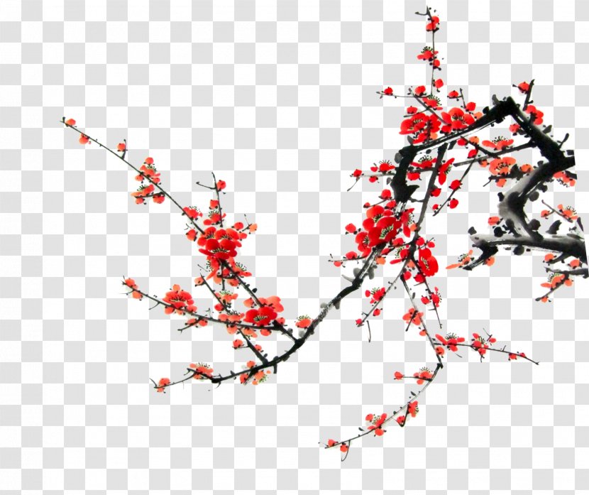 Bird Plum Blossom - Tree - Red Transparent PNG