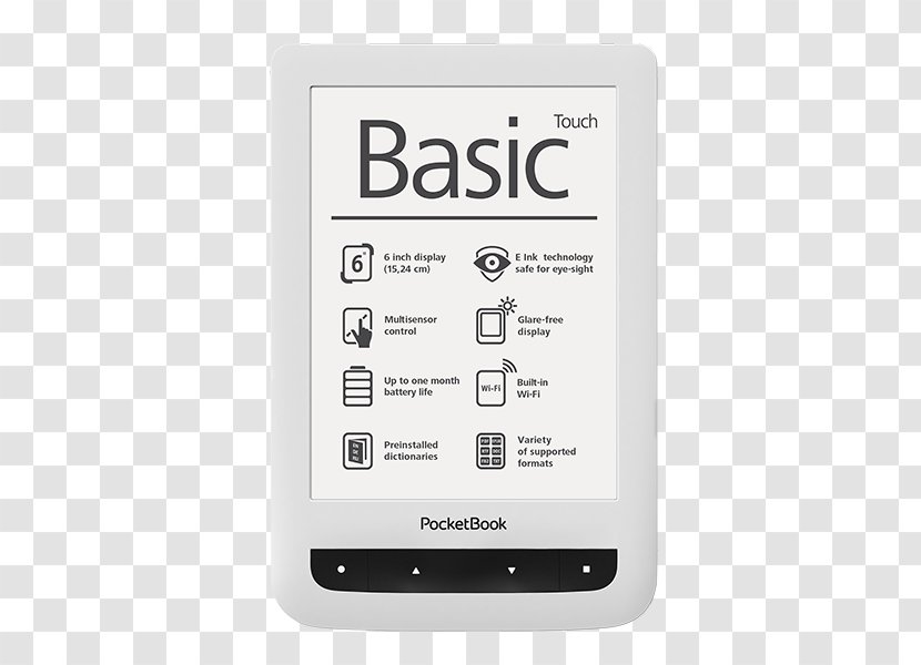 PocketBook International E-Readers 624 Basic Touch White E-book Reader Sony - Electronic Device - Mobile Transparent PNG