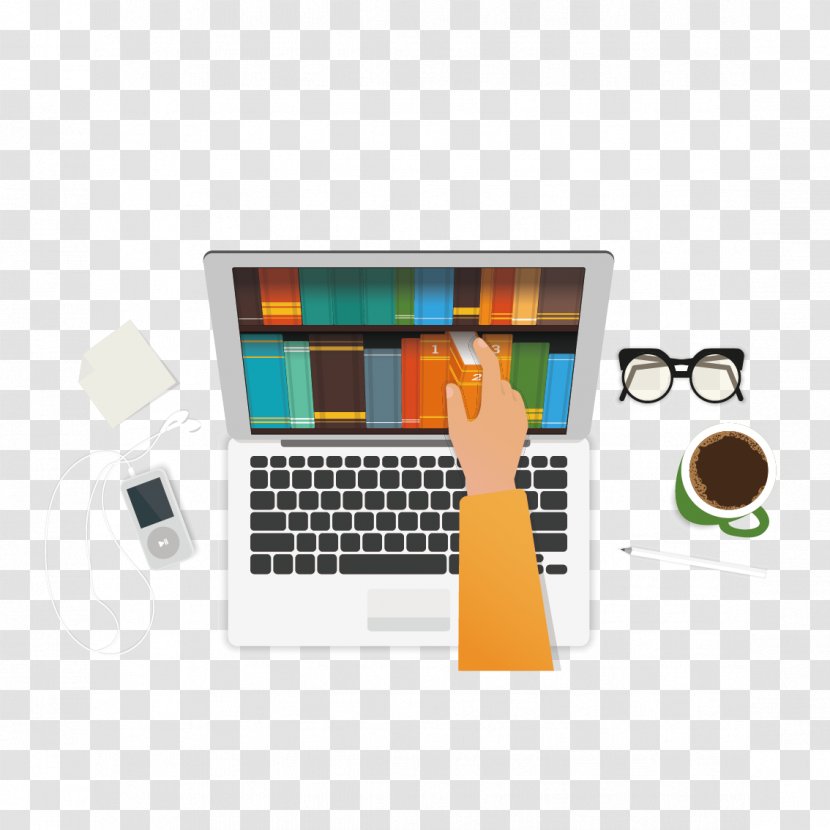 E-book Stock Illustration - Rectangle - Vector Laptop And Hand Transparent PNG
