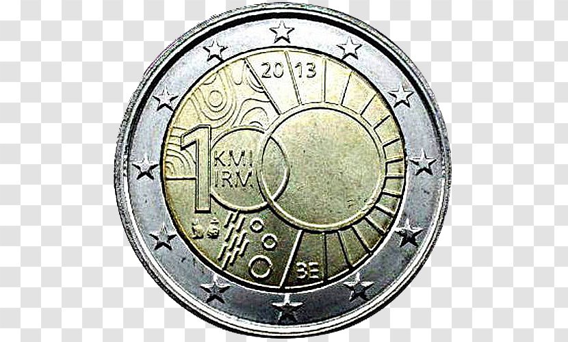 2 Euro Commemorative Coins Coin Belgian - Numismatics Transparent PNG