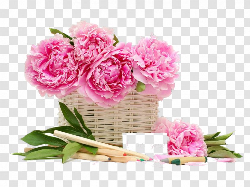 Pink Flowers Flower Bouquet Rose Basket - Flowerpot - Peony Transparent PNG
