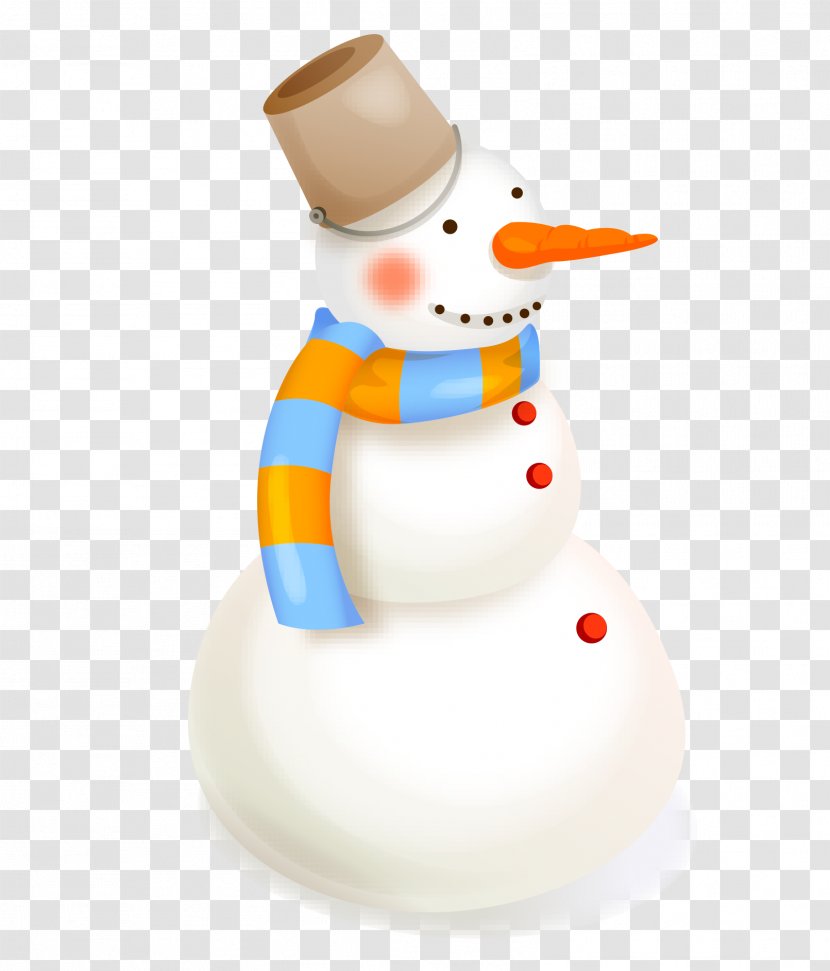 Ded Moroz Snowman Christmas Clip Art - Scarf - Cartoon Vector Hand Painted With Bucket Transparent PNG