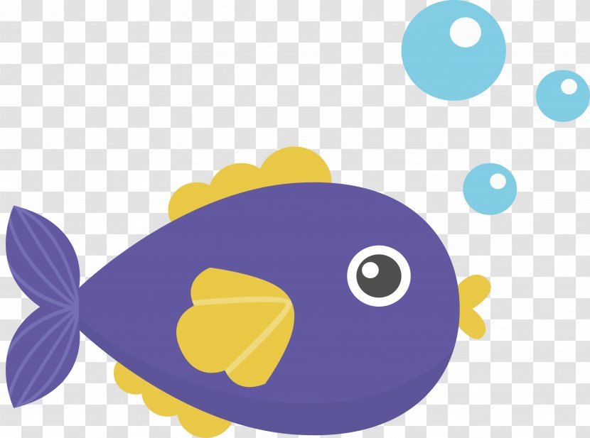 Fish Illustration - Purple - Spitting Bubbles Transparent PNG