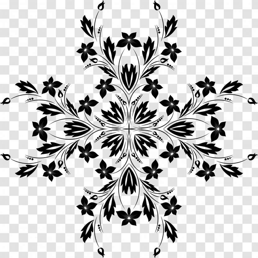 Black And White Flower Clip Art - Branch - Ornaments Transparent PNG