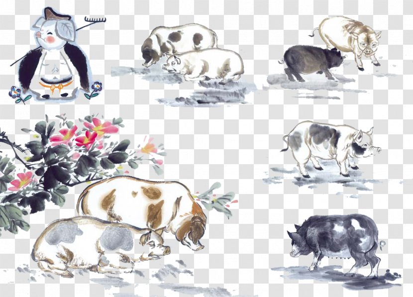 Chinese Zodiac Pig Astrology Goat - Dog Breed - Comics Ink Transparent PNG