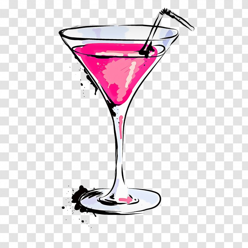 Drink Stemware Martini Glass Drinkware Alcoholic Beverage - Pink Lady Transparent PNG