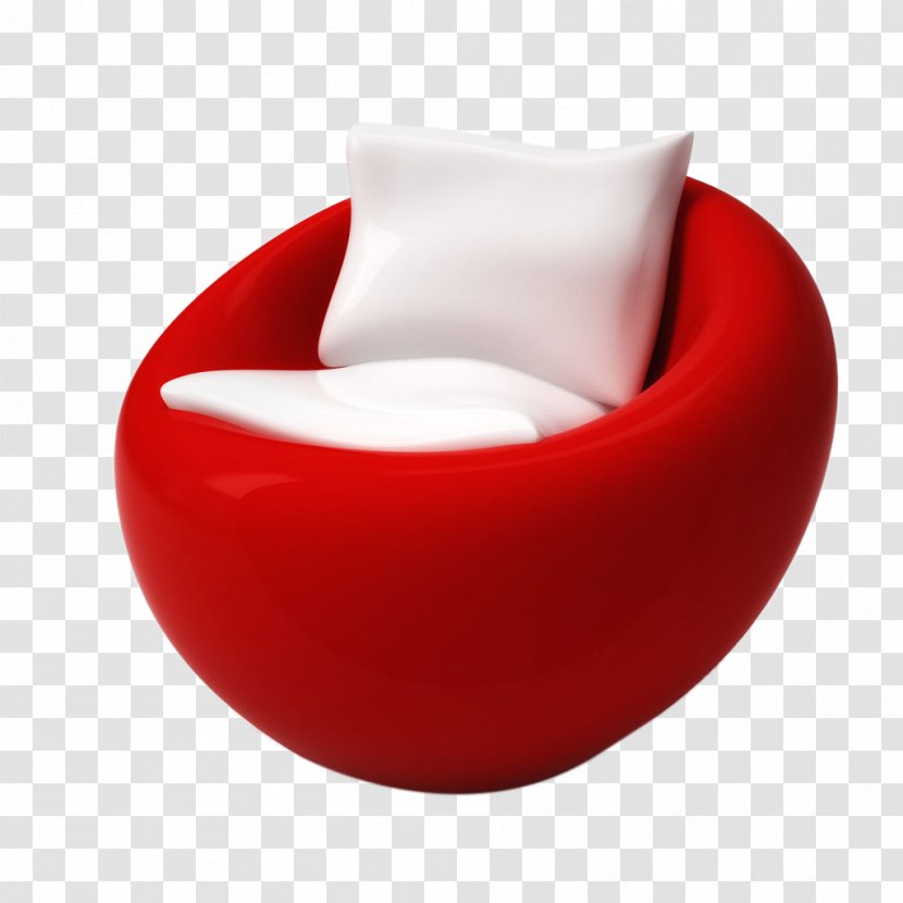 Couch Red White - Clipping Path - Spherical Sofa Transparent PNG