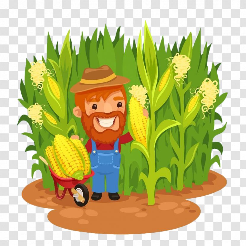 Maize Farmer Field Corn Clip Art - Cartoon Image Of Farmers In Fields Transparent PNG