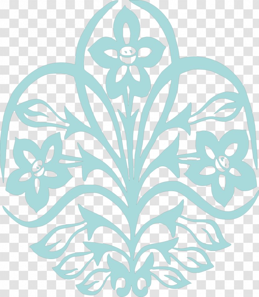 Blue And White Pottery Papercutting - Flora - Sky Patterns Transparent PNG