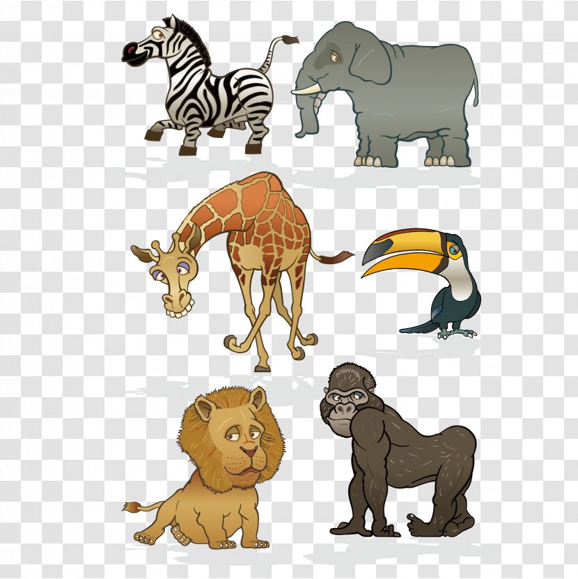 Giraffe Lion - Wildlife - Funny Cute Cartoon Animals Vector Material Transparent PNG