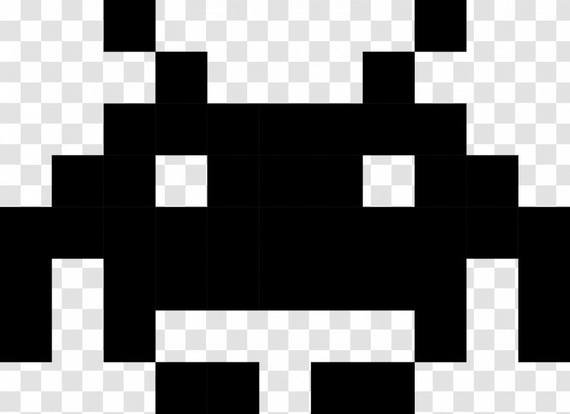 Space Invaders Pac-Man Arcade Game Clip Art - Monochrome - Black Background Transparent PNG